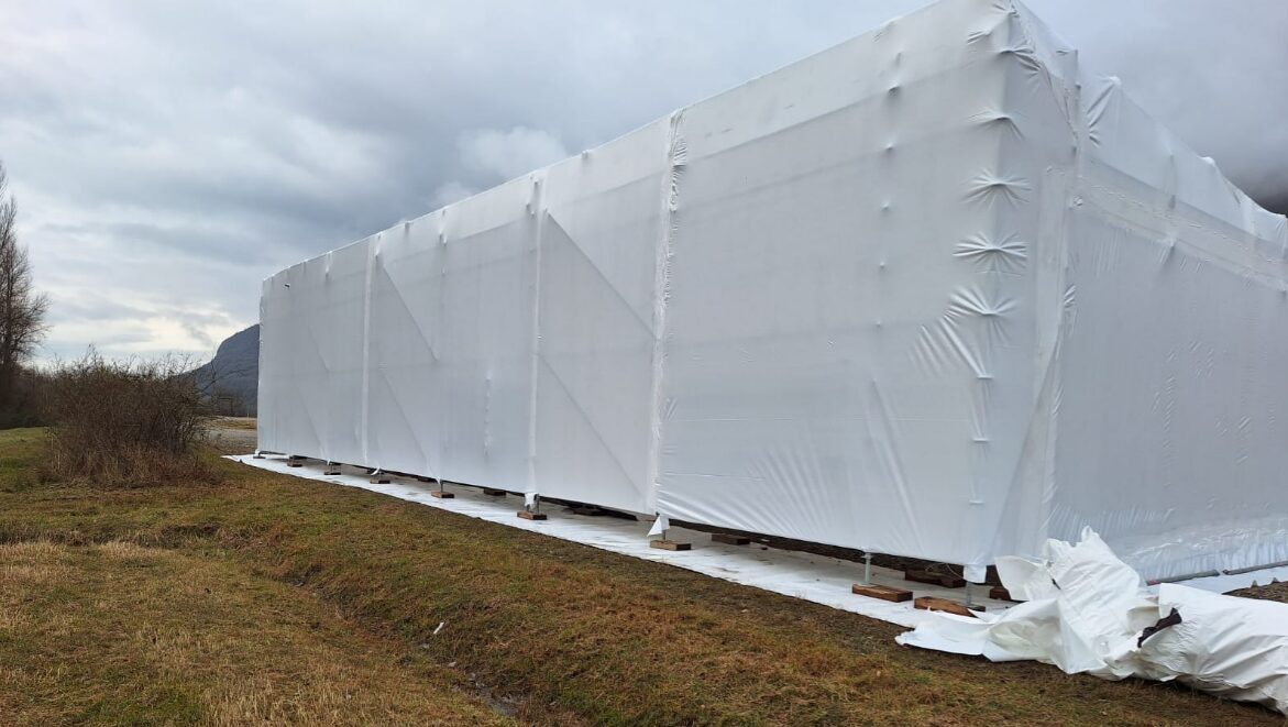 Echafaudage parapluie type abris de sablage – peinture / CNR – CHAUTAGNE (01)